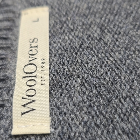 WoolOvers Crewneck Pullover Grey Rainbow Stripes Pure Merino Wool - Picture 6 of 8